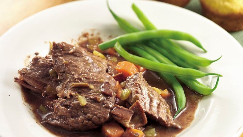 Slow-Cooker Beef Roast with Bacon-Chili Gravy