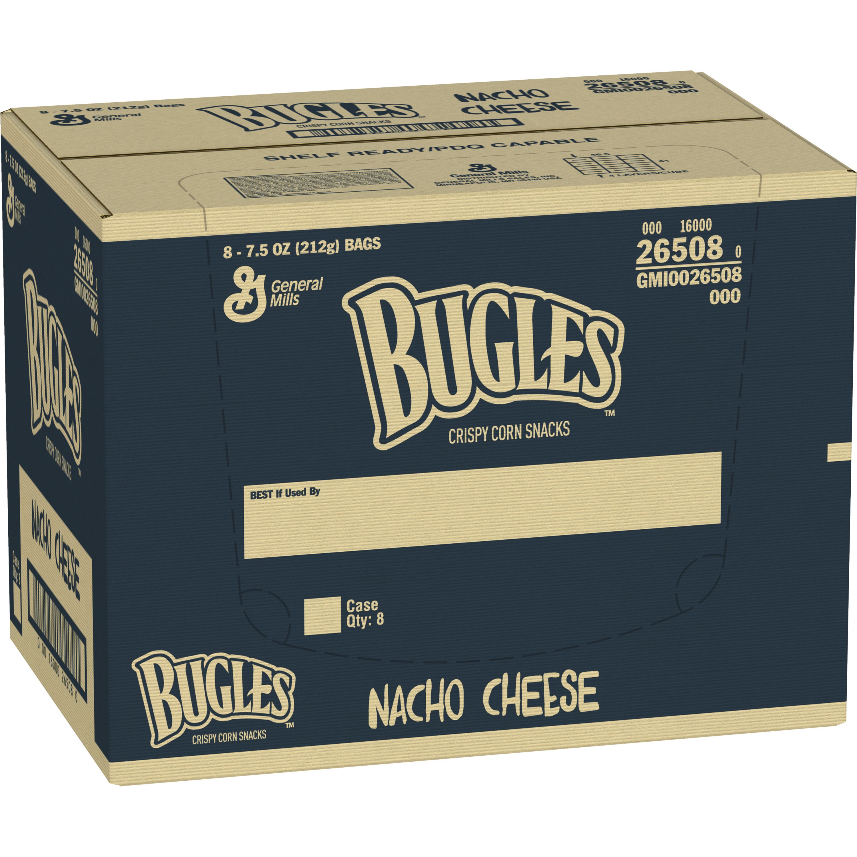 Case - Left Front 3D Bugles(TM) Snack Nacho Cheese (8 ct) 7.5 oz