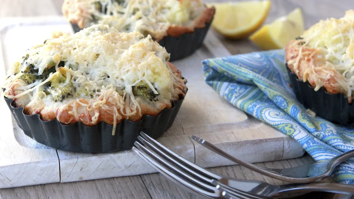 Cheesy Broccoli-Cauliflower Tarts