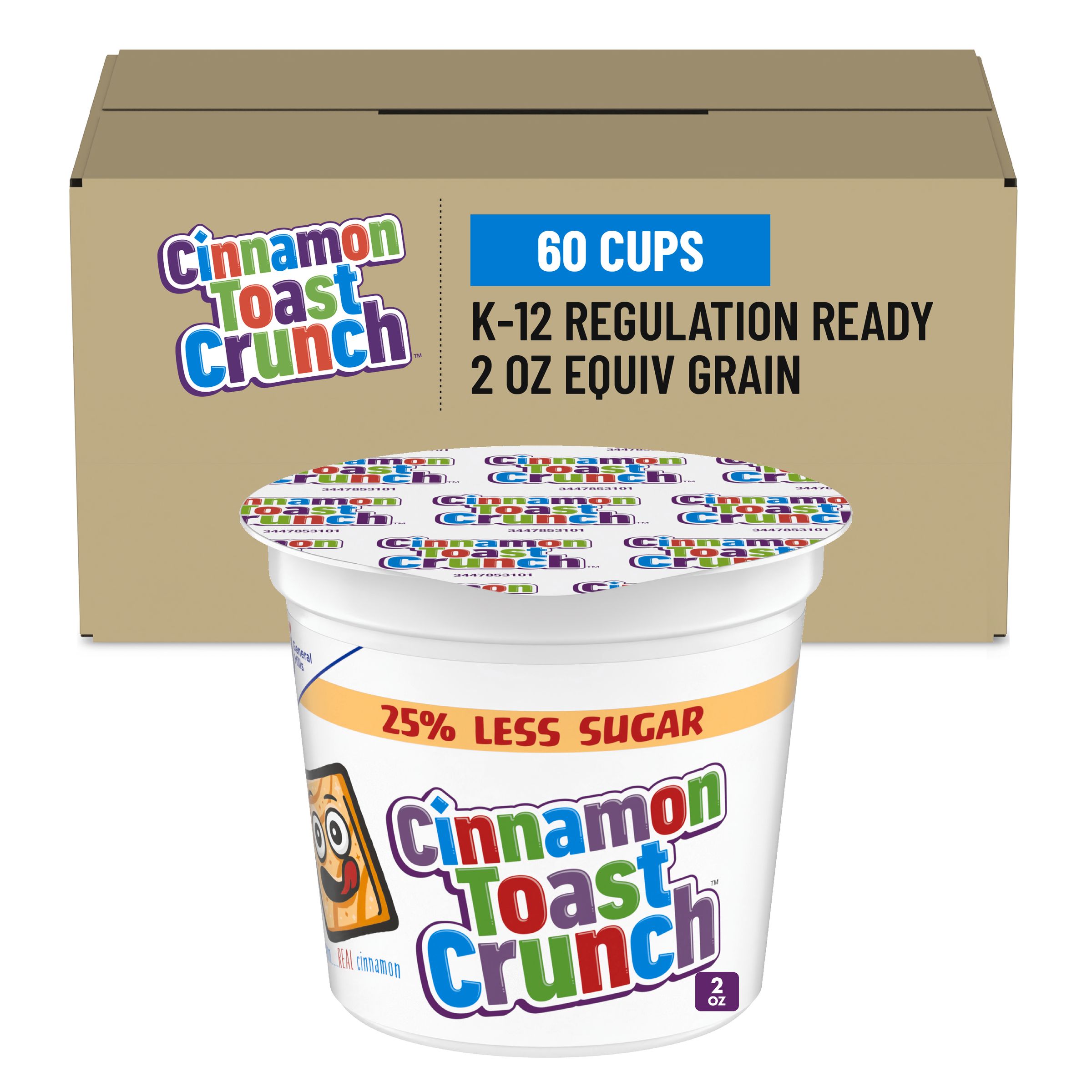  Case Optimized Hero Cinnamon Toast Crunch Cereal Single Serve Cup 25% Less Sugar 60/2 OZ