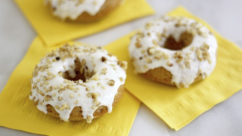 Carrot Cake Donuts with Pineapple Cream Cheese Glaze