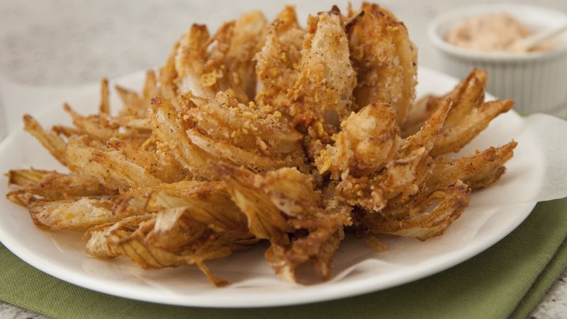 Gluten-Free Chex® Blooming Onions with Bacon Chipotle Dip