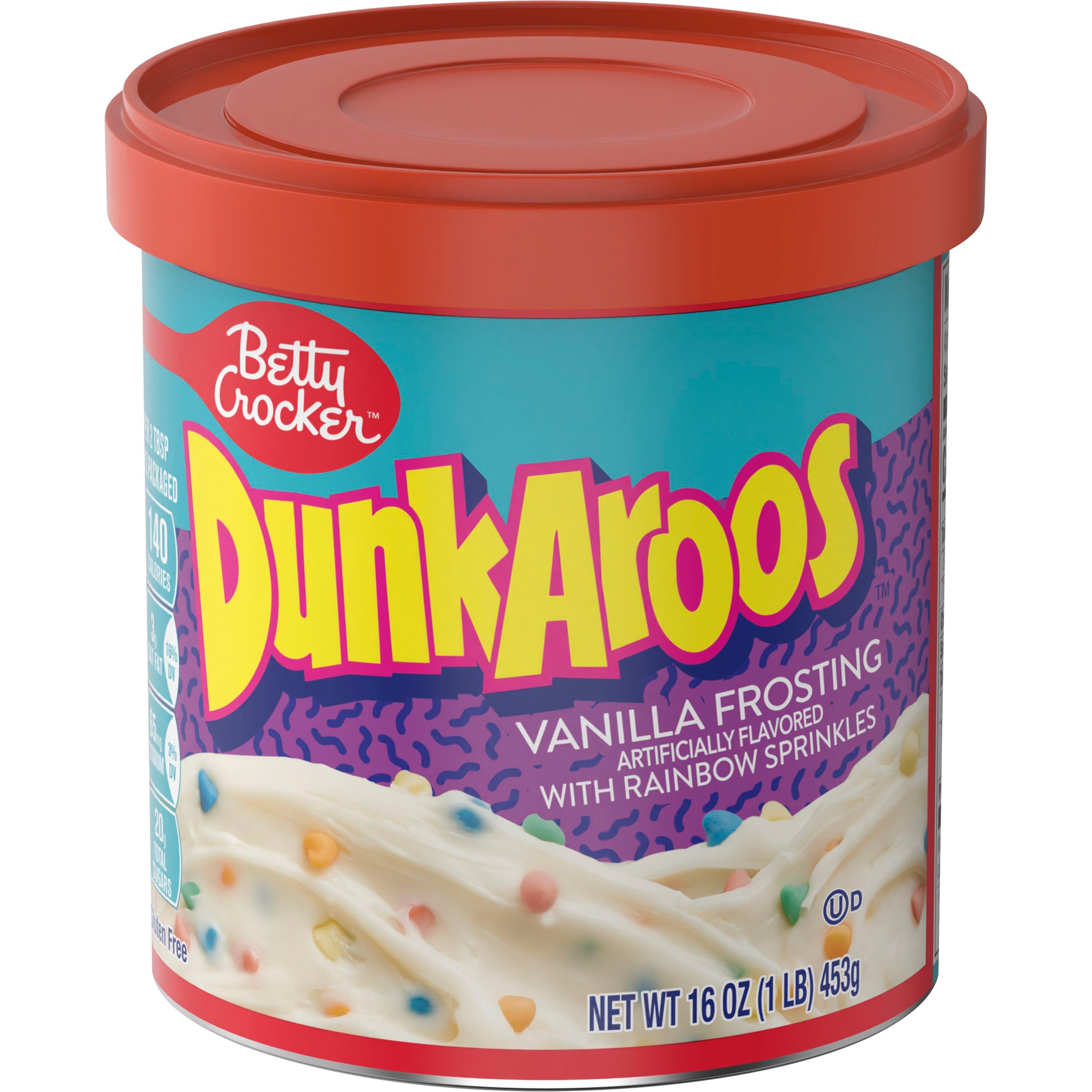 Betty Crocker Dunkaroos Vanilla Frosting with Rainbow Sprinkles, 16 oz - Front