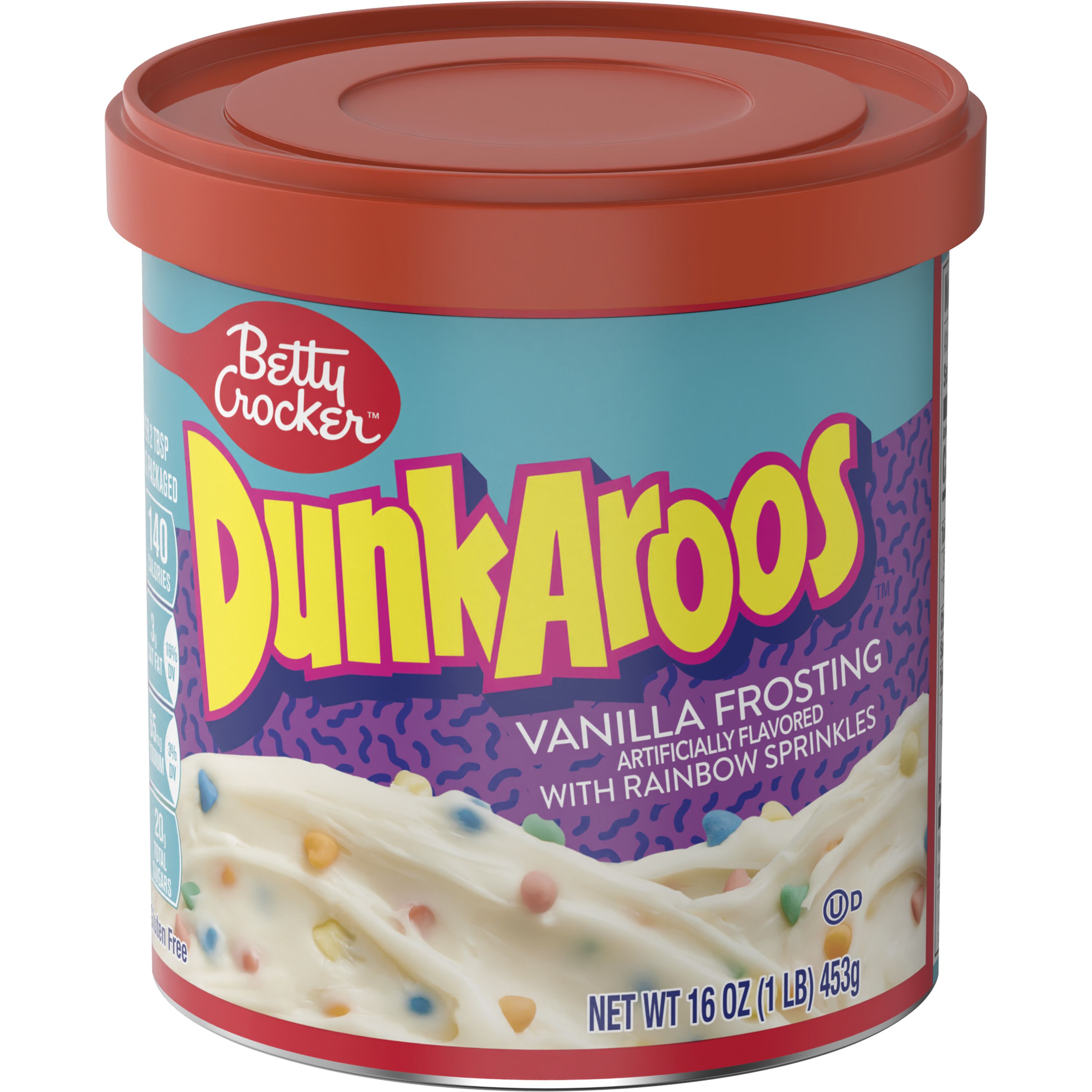 Betty Crocker Dunkaroos Vanilla Frosting with Rainbow Sprinkles, 16 oz - Front