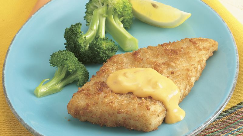 Breaded Fish Fillets with Nacho Sauce