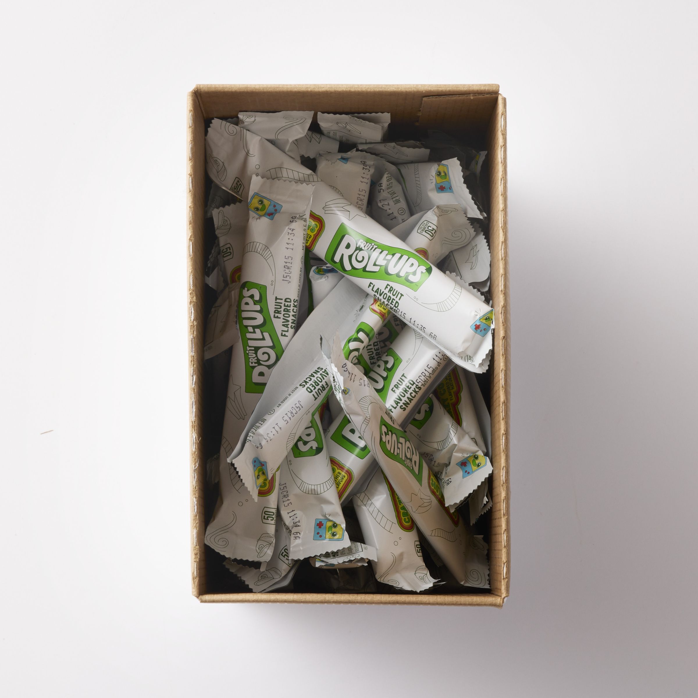  Open Case Fruit Roll-Ups Gluten Free Fruit Snacks Single Serve Pouch Reduced Sugar Crazy Stripes 96/0.5 OZ