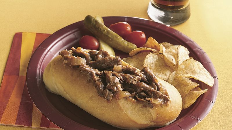 Slow-Cooker Tangy Barbecued Beef Sandwiches