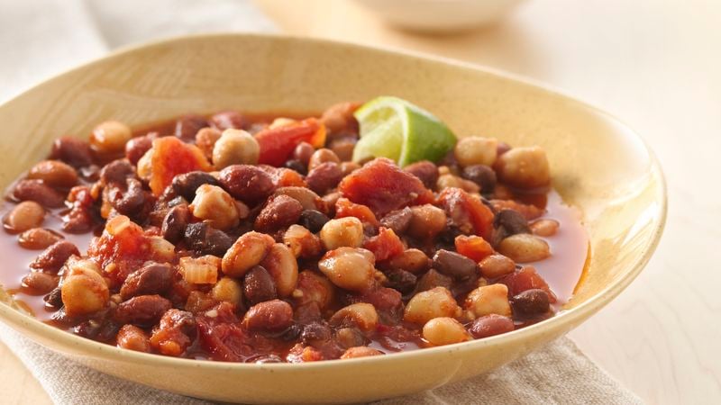 Slow-Cooker Chipotle Four-Bean Chili with Lime