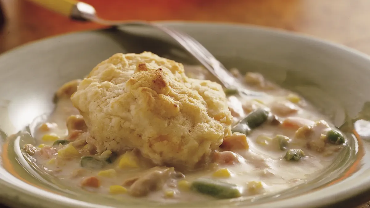 Tuna with Cheese-Garlic Biscuits