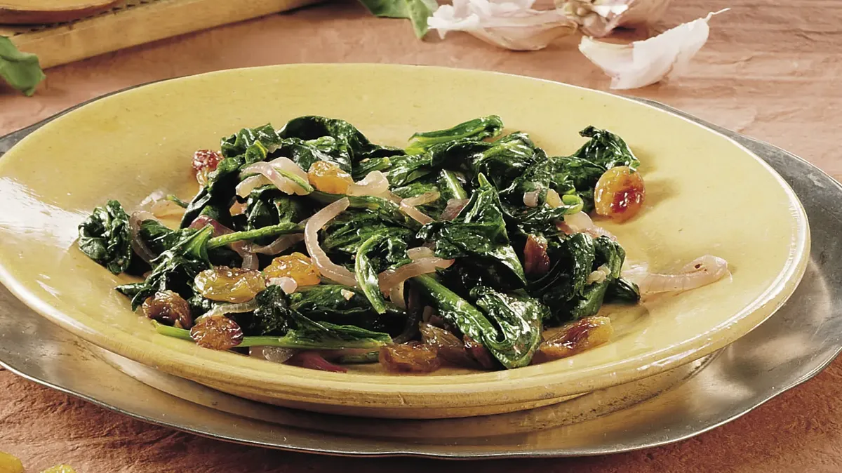 Greens with Garlic and Raisins (Saag)