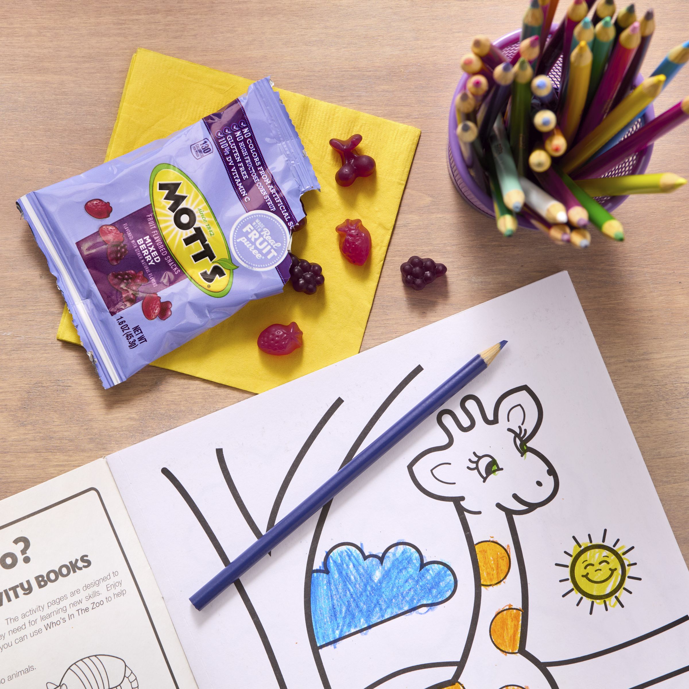  Styled Mott's Gluten Free Fruit Snacks Single Serve Pouch Reduced Sugar Mixed Berry 144/1.6 OZ