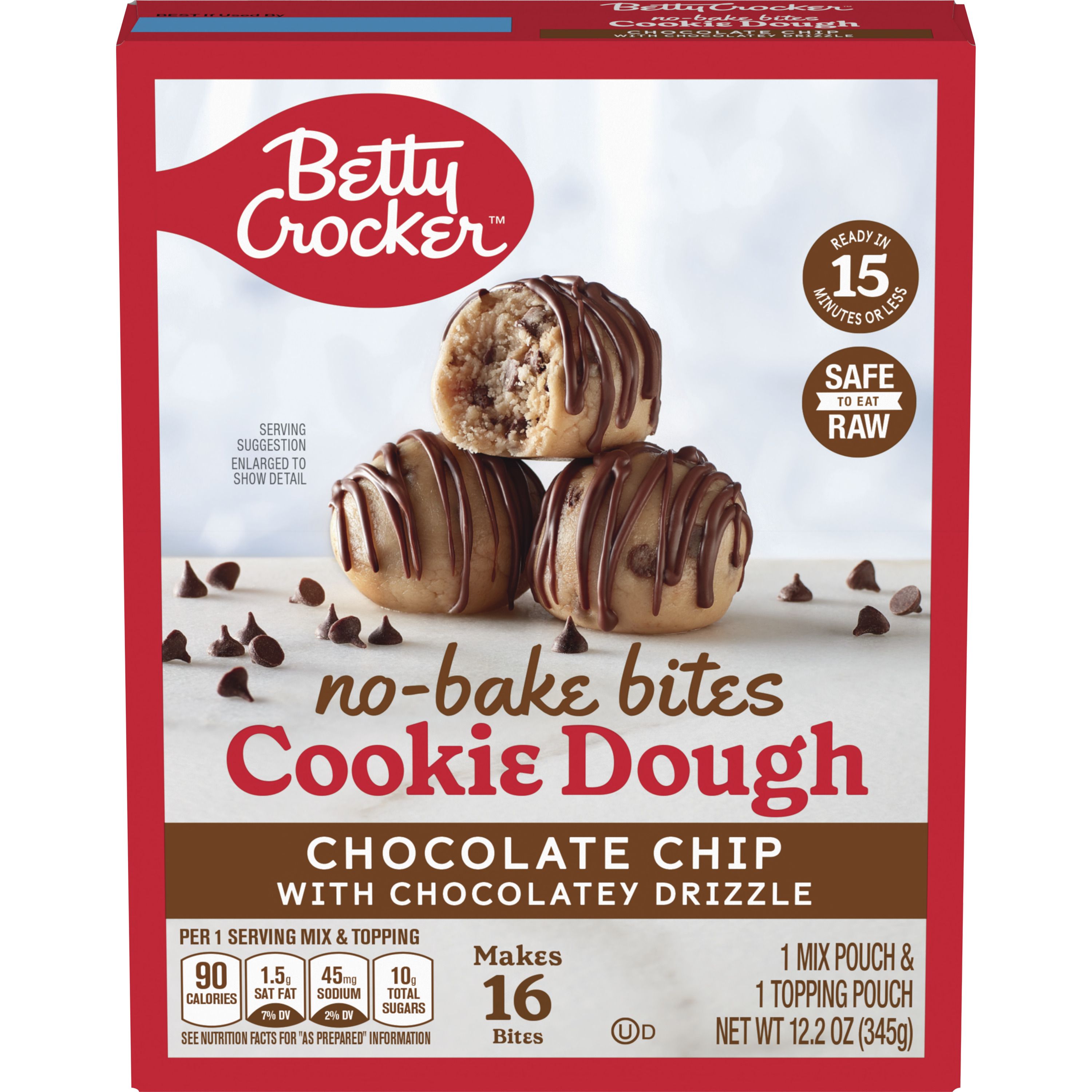 Betty Crocker™ No-Bake Bites Cookie Dough, Chocolate Chip with Chocolatey Drizzle - Front