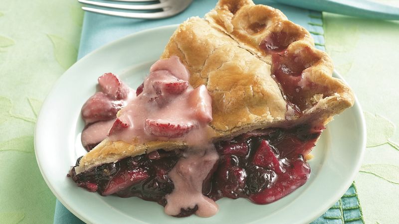 Apple-Blueberry Pie with Strawberry Sauce Recipe - Pillsbury.com