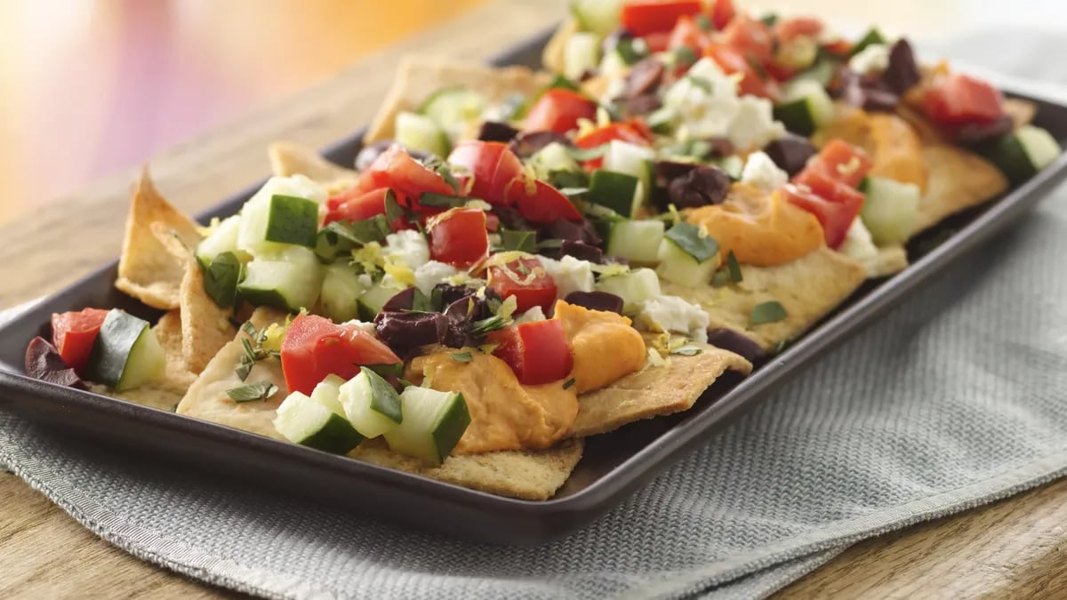 Greek Hummus Nachos