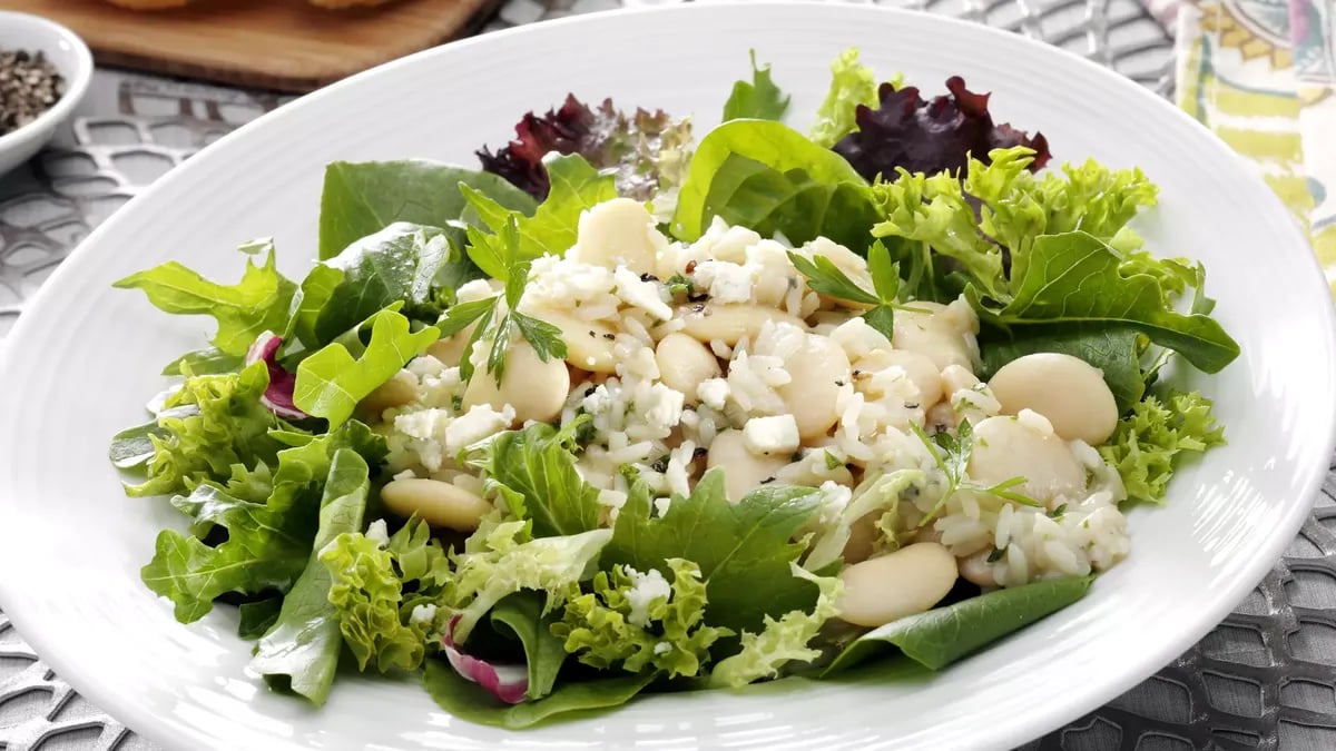 Elegant Beans & Rice Over Greens