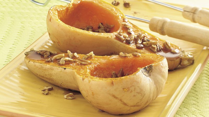Grilled Maple- and Pecan-Topped Butternut Squash