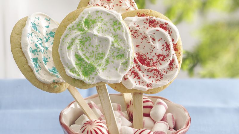 Peppermint Frosted Cookie Pops