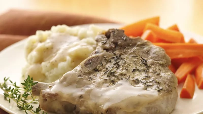 Pork Chops with Mustard-Thyme Gravy