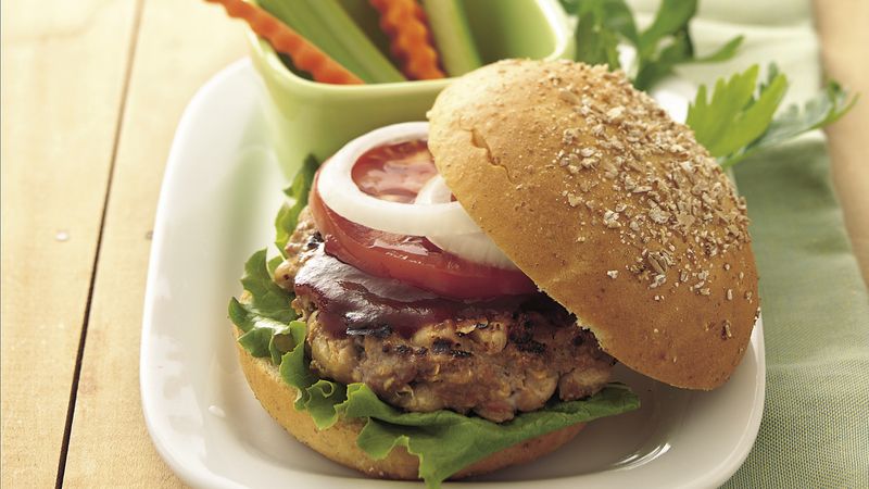 Grilled Barbecued Beef and Bean Burgers