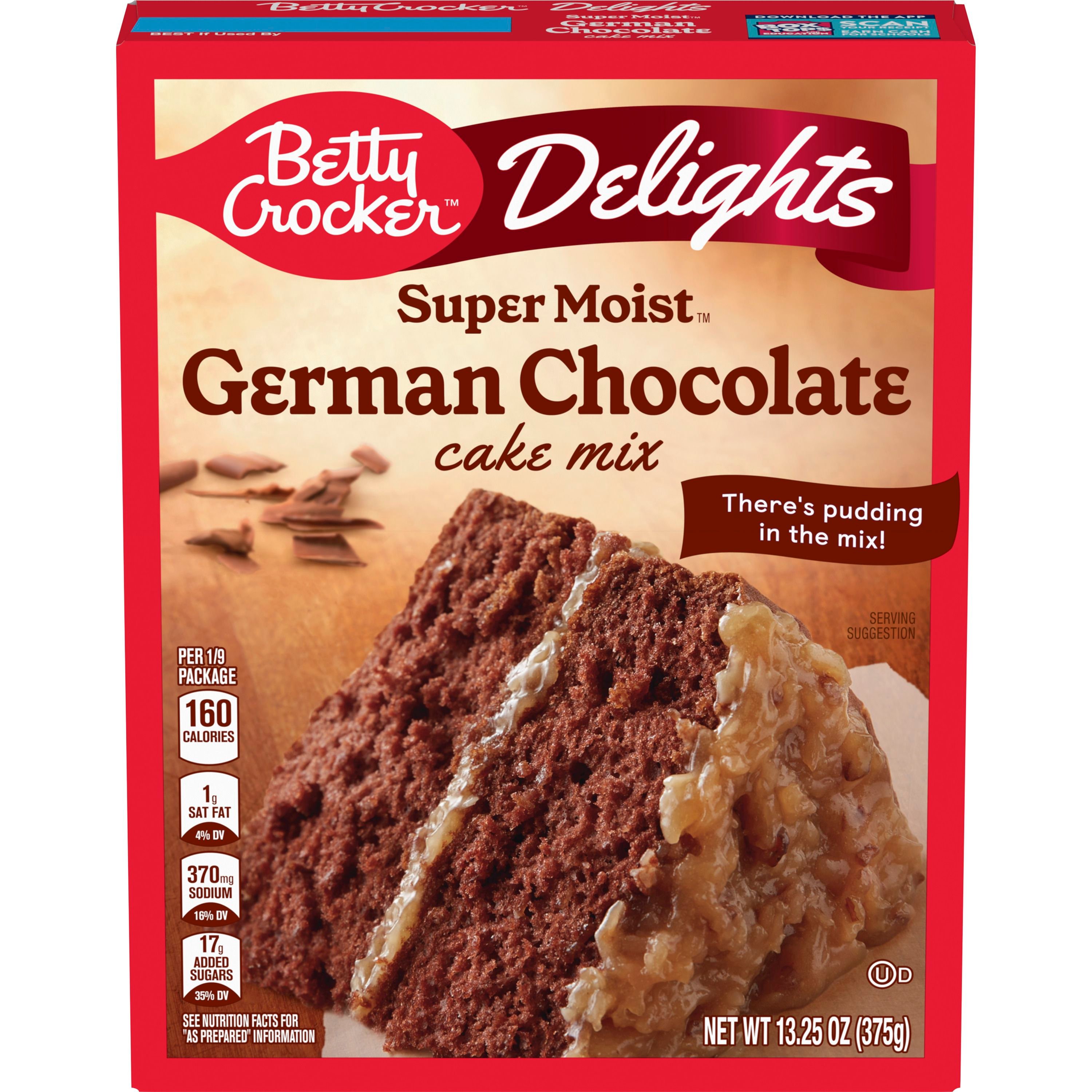 Betty Crocker Delights Super Moist German Chocolate Cake Mix, 13.25 oz. - Front