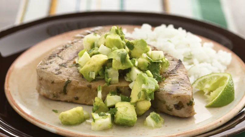 Tuna with Avocado-Jicama Salsa 