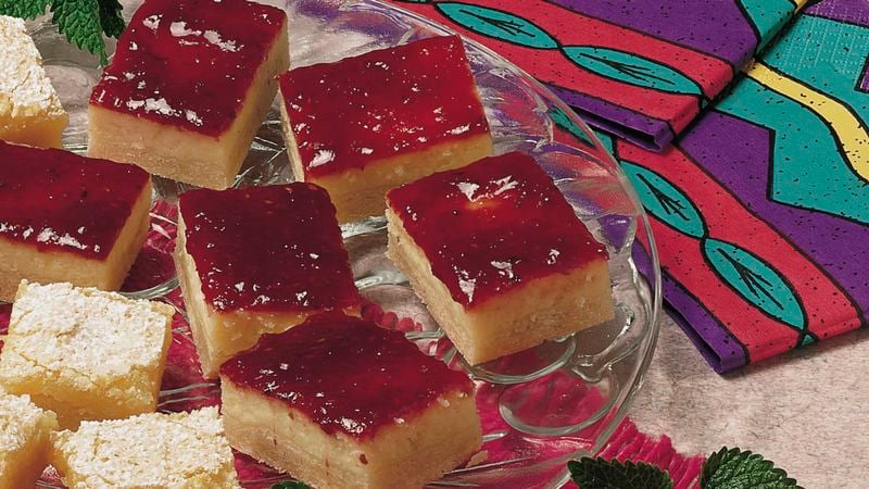 Raspberry Cheesecake Bars (lighter recipe)
