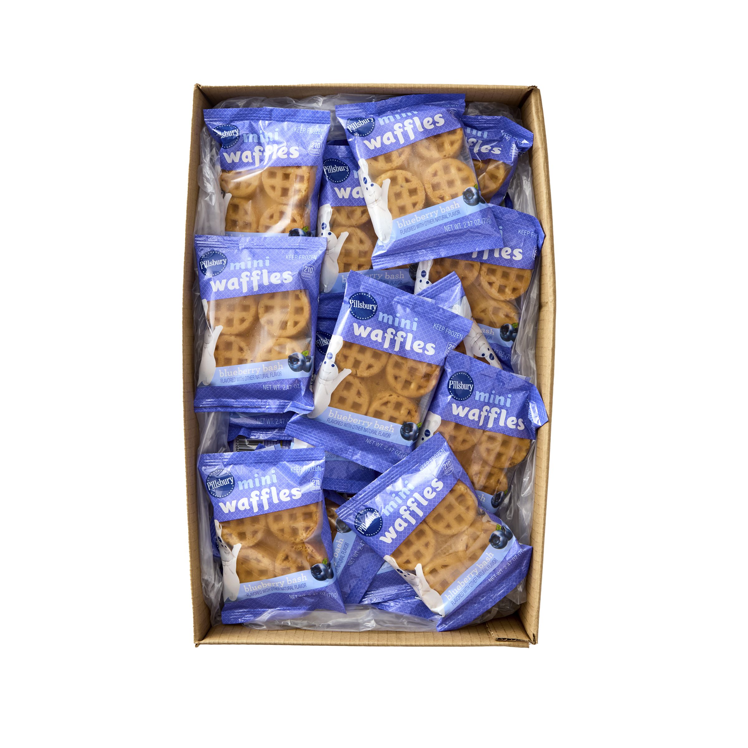  Open Case Pillsbury Frozen Meals Mini Waffles Single Serve Pouch Blueberry Bash 72/2.47 OZ