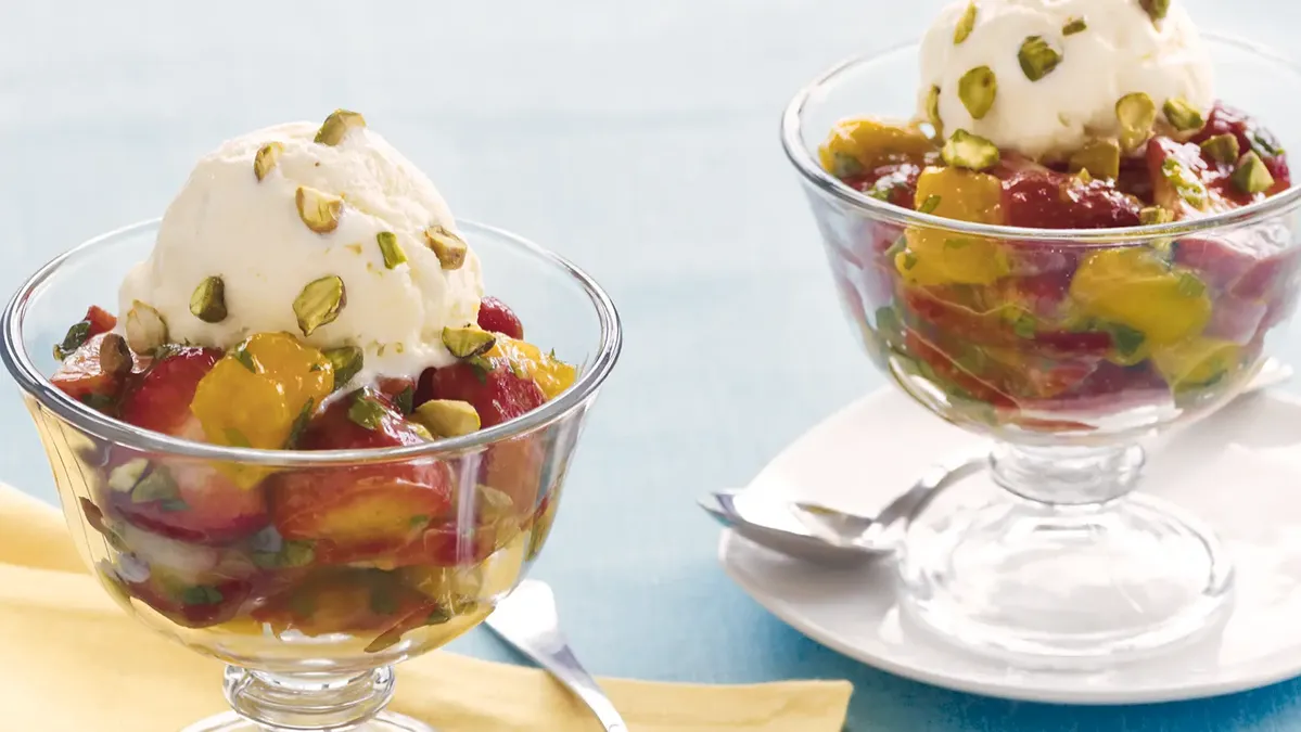 Strawberry Mango Mint Sundaes
