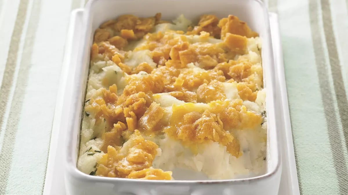 Cheesy-Topped Mashed Potato Casserole