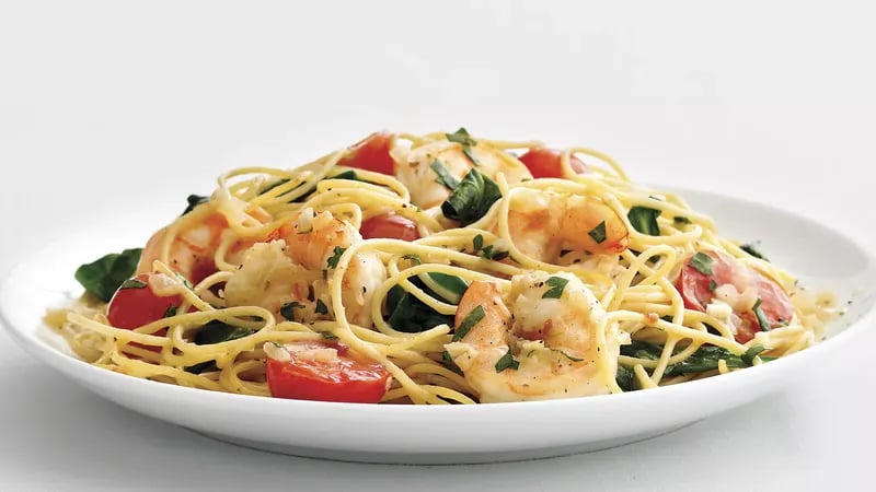 Skinny Garlic Shrimp Pasta