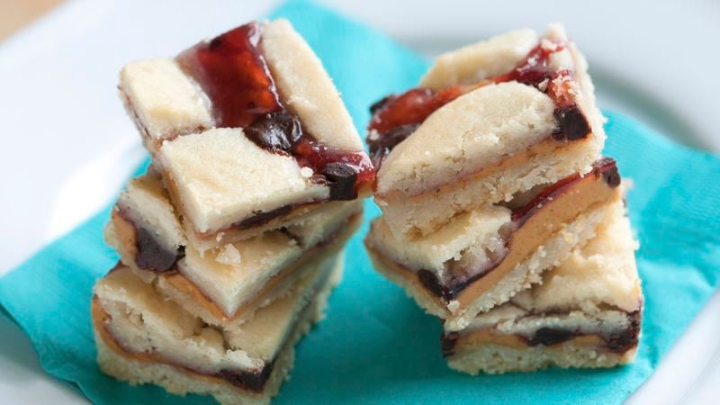 Chocolate, Peanut Butter and Jam Cookie Bars
