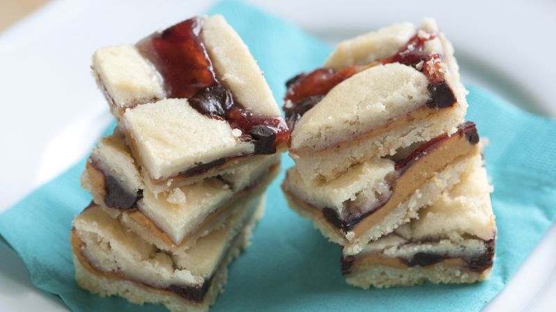 Chocolate, Peanut Butter and Jam Cookie Bars
