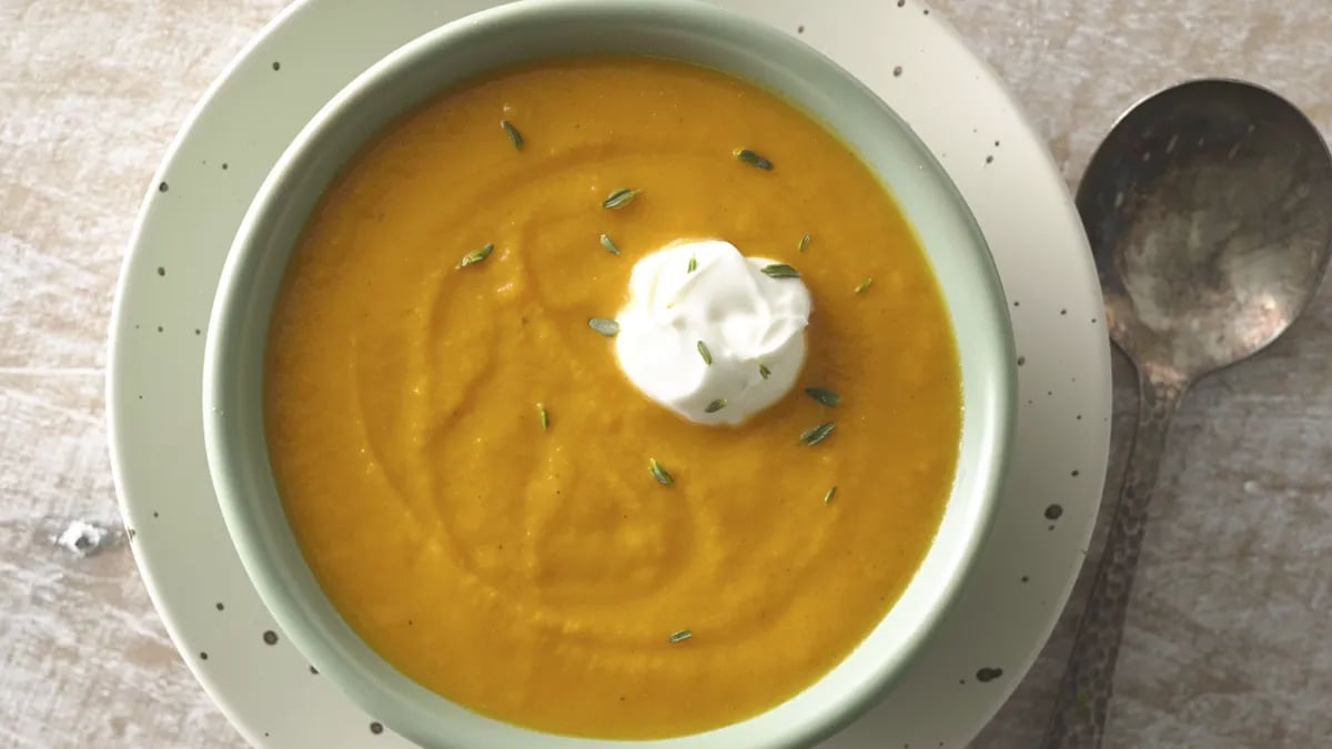 Roasted Carrot Soup with Crème Fraîche