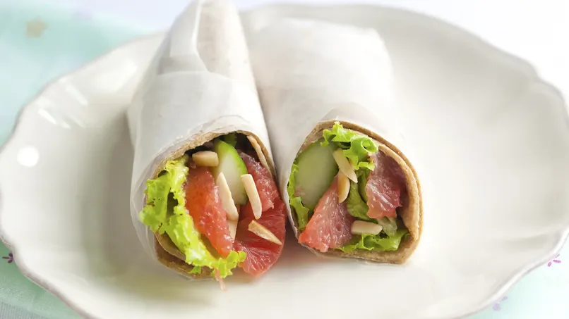 Pink Grapefruit and Ginger Salad Wraps