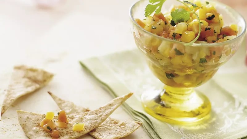 Gingered Fruit Salsa with Crispy Cinnamon Chips