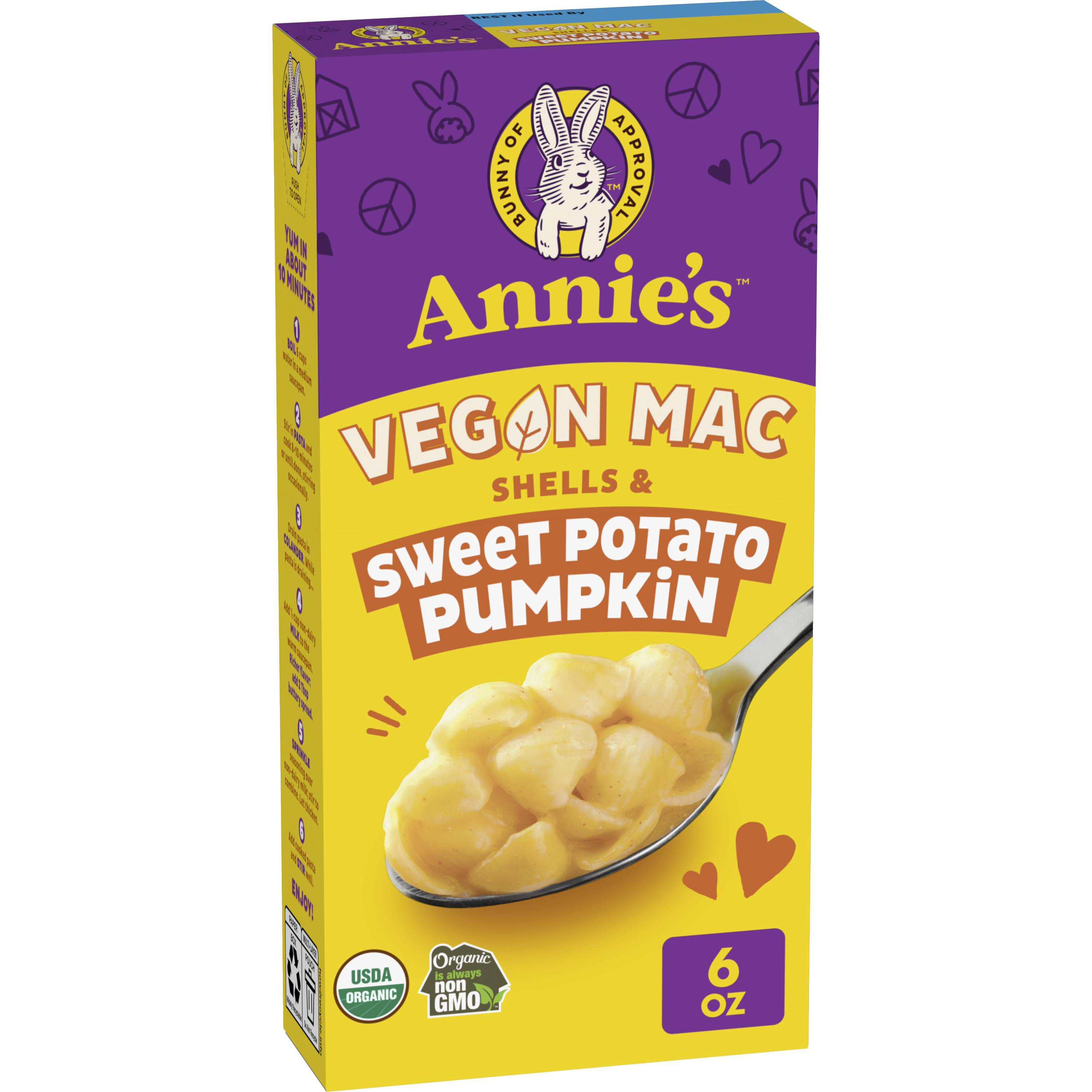 Annies Organic Vegan Mac Shells, Sweet Potato Pumpkin, Non-GMO view 4