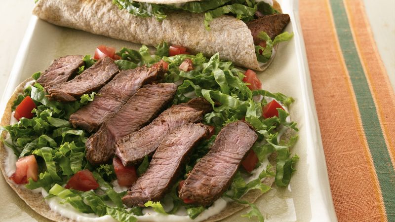 Beef, Lettuce and Tomato Wraps