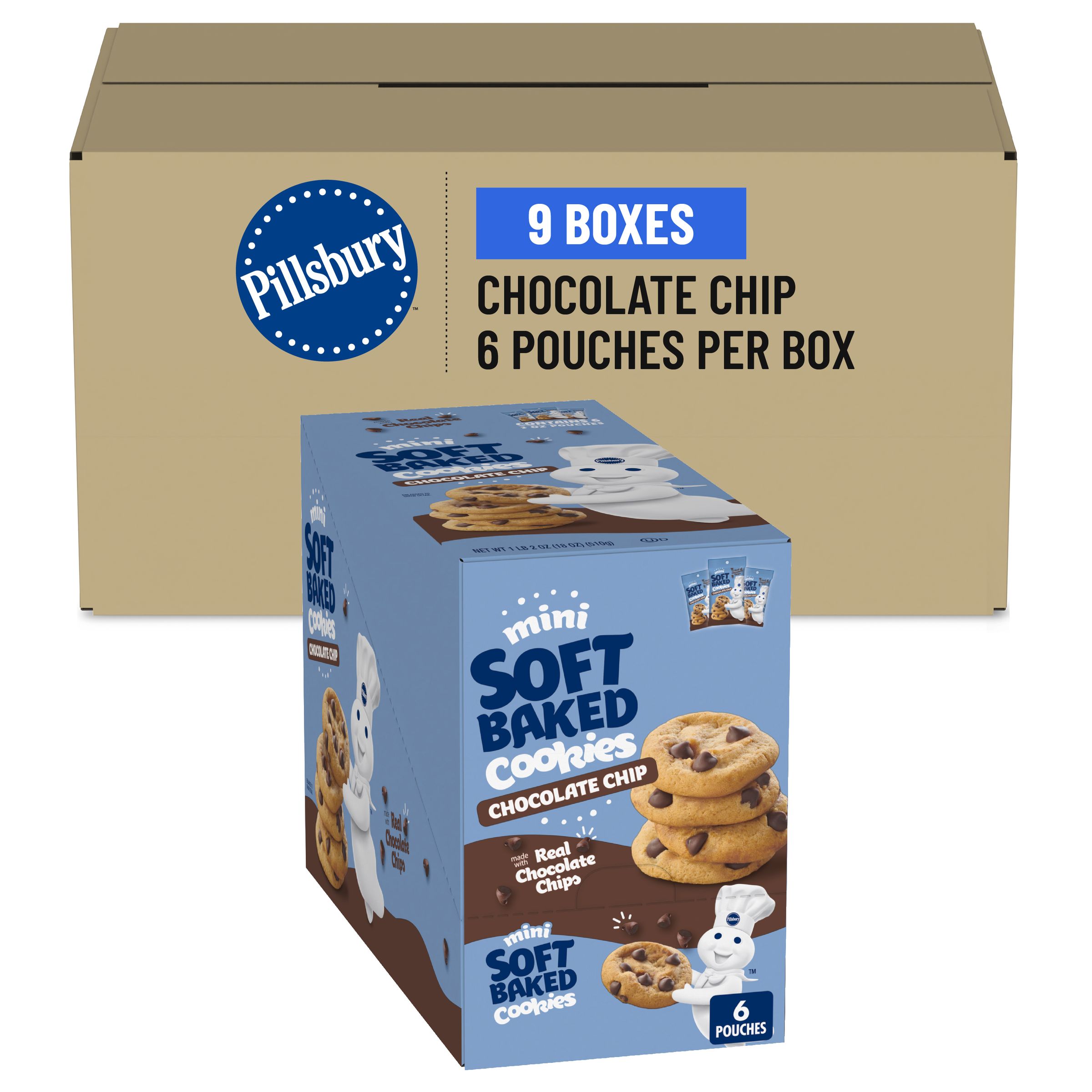  Case Optimized Hero Pillsbury(TM) Soft Baked Mini Cookie Snacks Chocolate Chip (6 ct) 3 oz