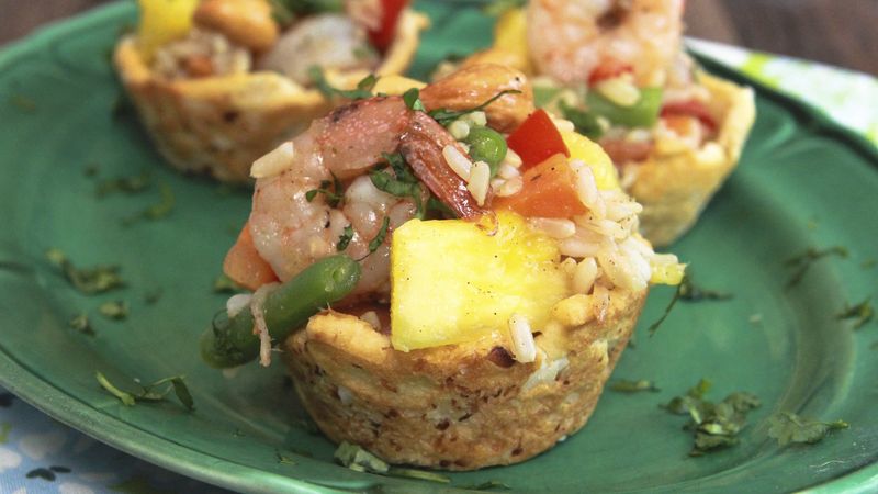 Shrimp Fried Rice in Coconut Cups