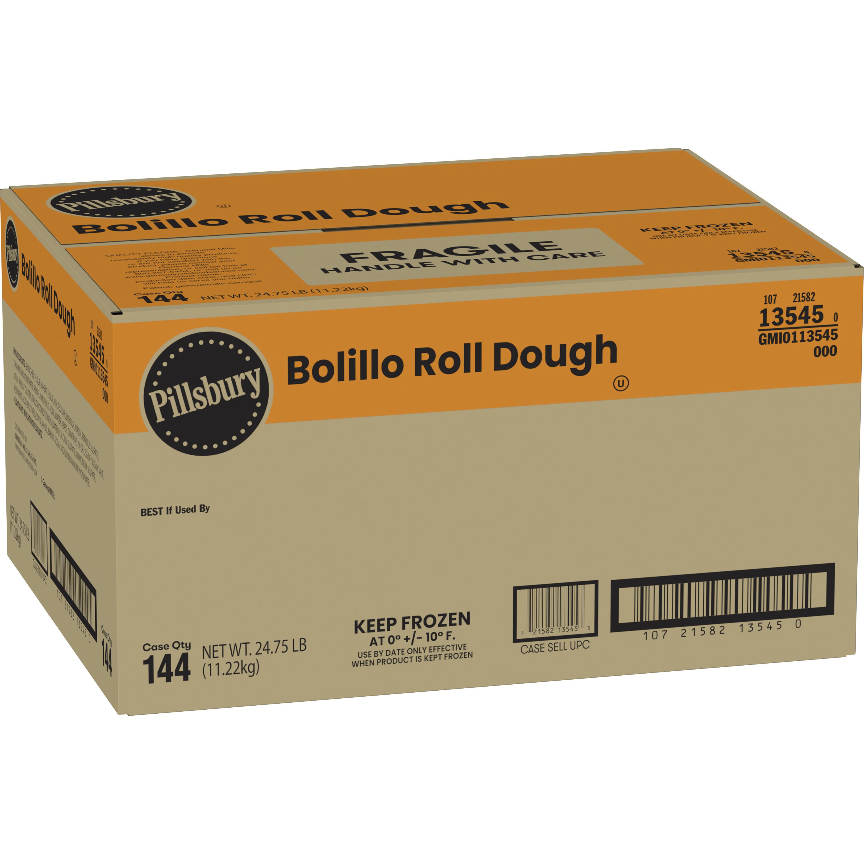 Case - Left Front 3D Pillsbury™ Bolillo Roll Dough 144 Count