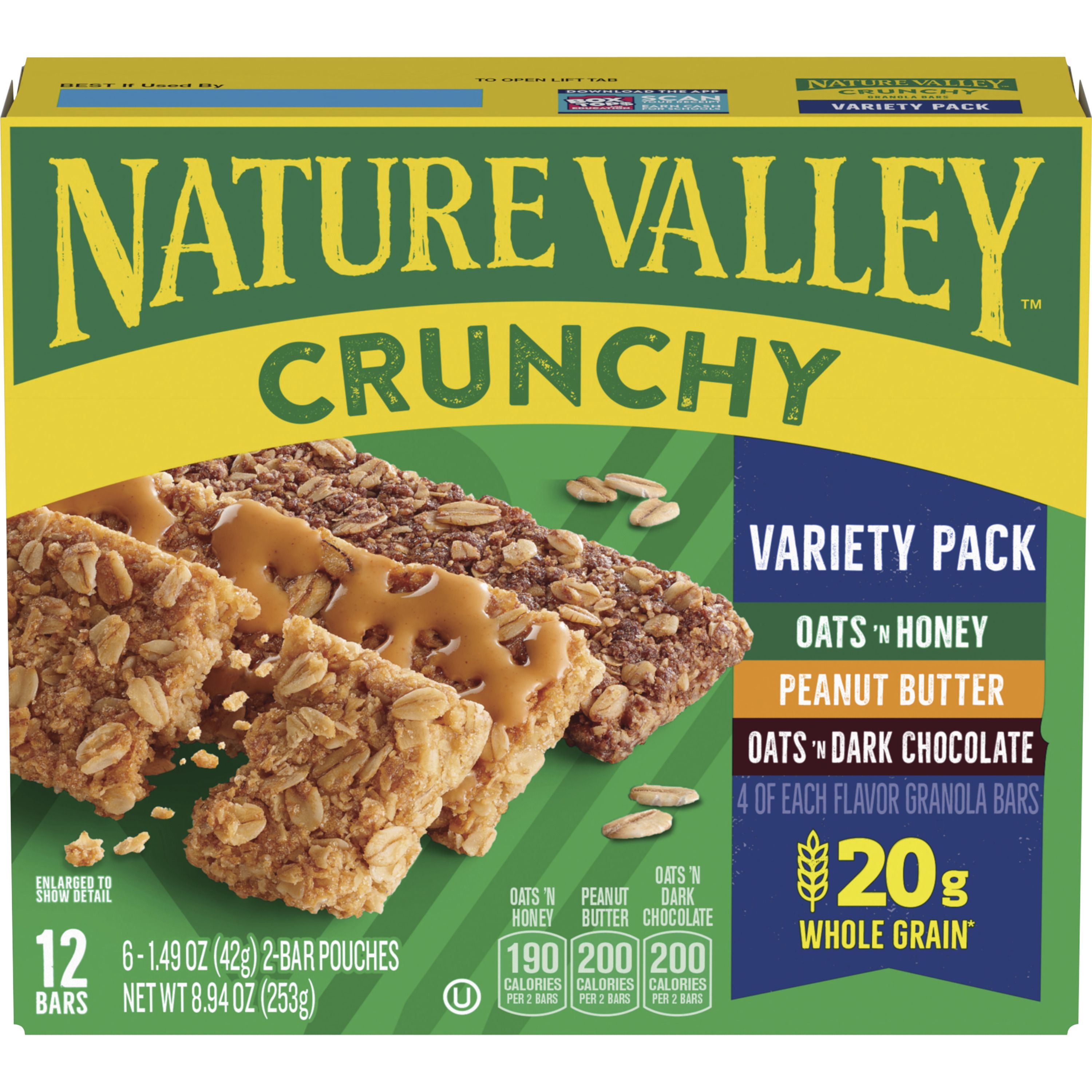 Front - 3D Nature Valley(TM) Crunchy Granola Bars Variety Pack (Double Bar) (6 ct) 1.49 oz