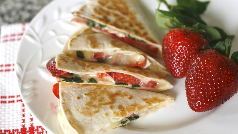 Brie, Basil and Strawberry Quesadillas