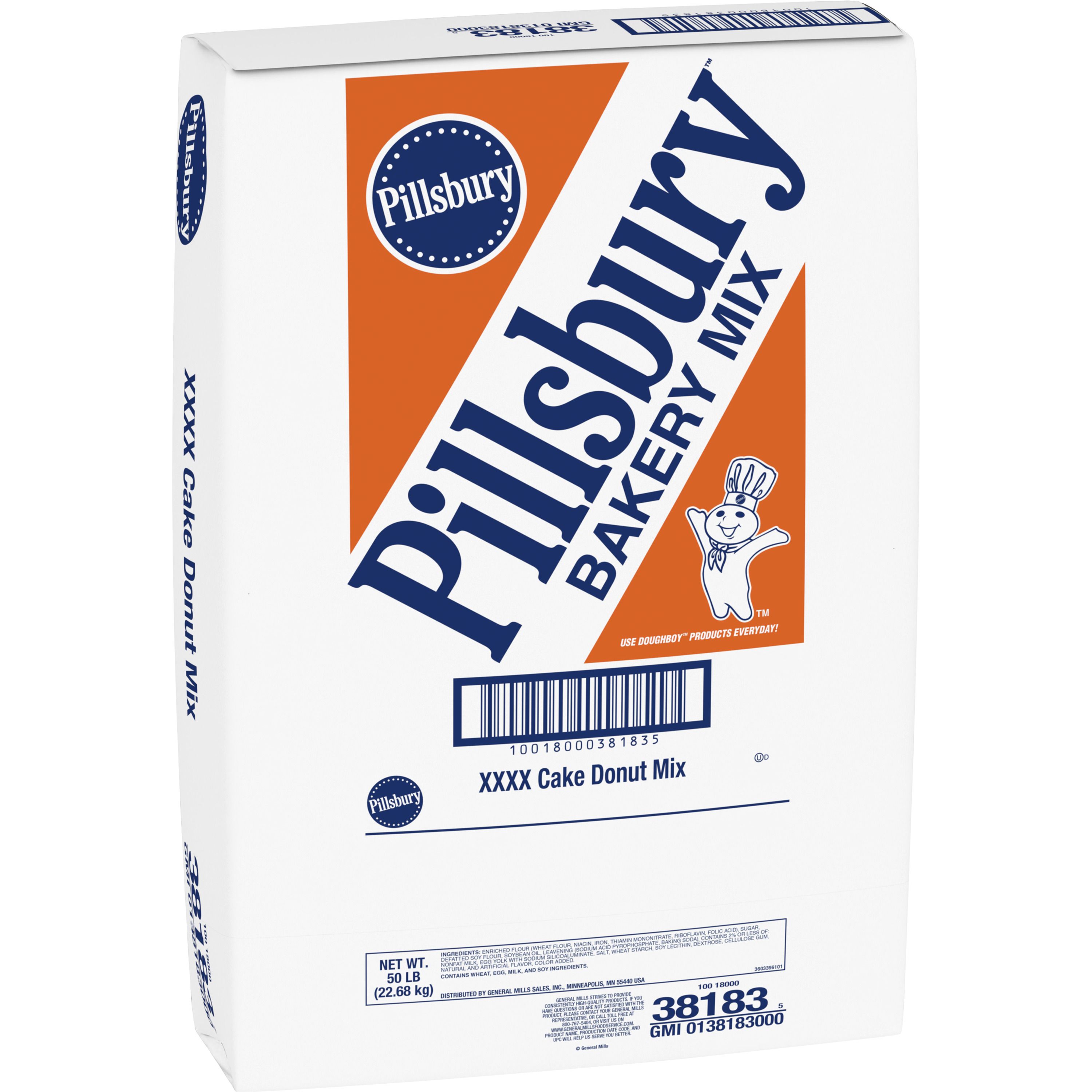 Case - Left Front 3D Pillsbury Cake Donut Mix Bulk Sack XXXX Mix 1/50 LB