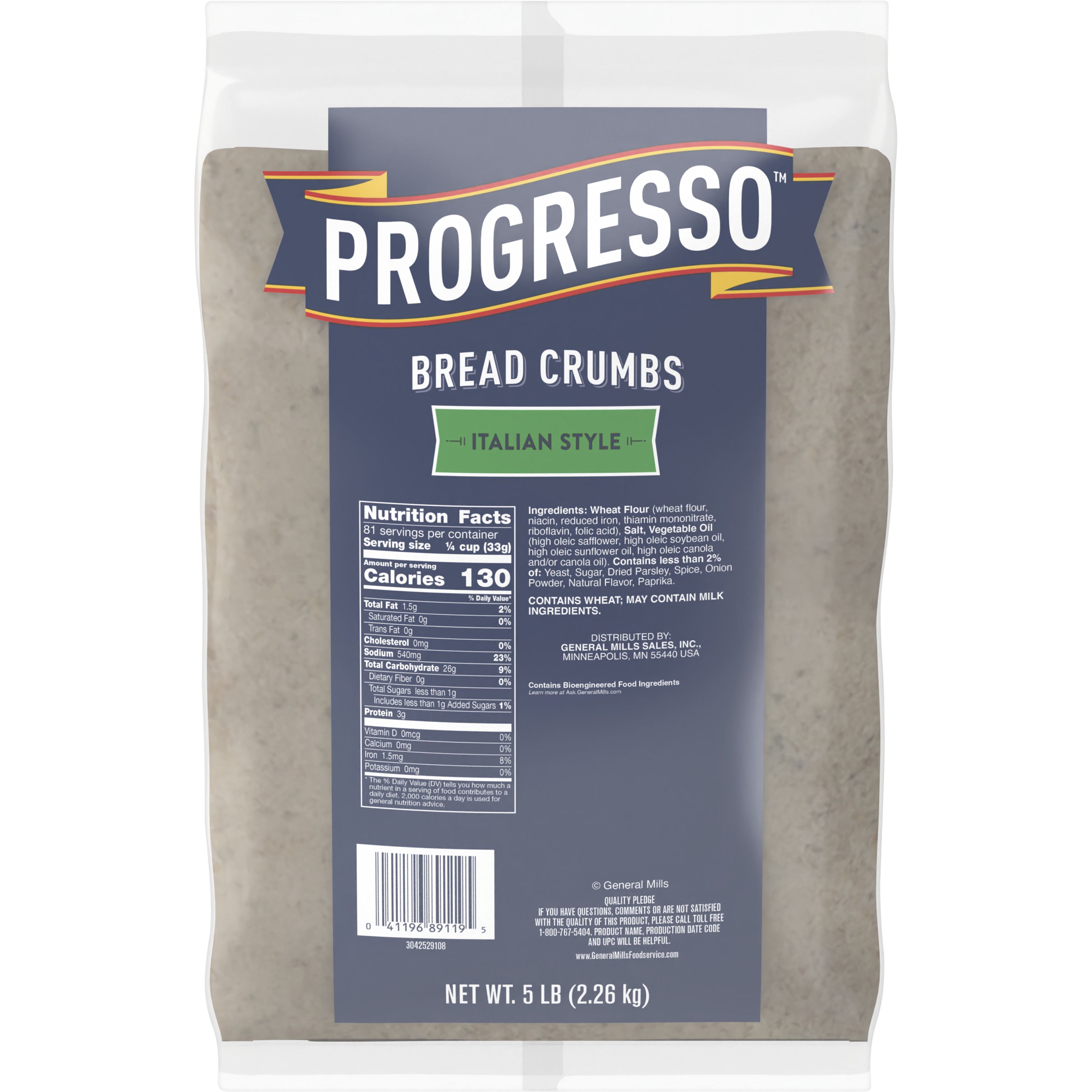 Front - 3D Progresso Bread Crumbs Bag Italian Style 4/5 LB