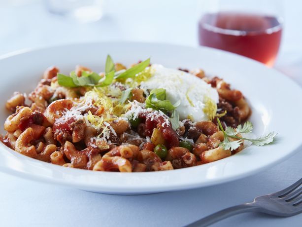 Lamb Chili Bolognese with Whipped Goat Cheese