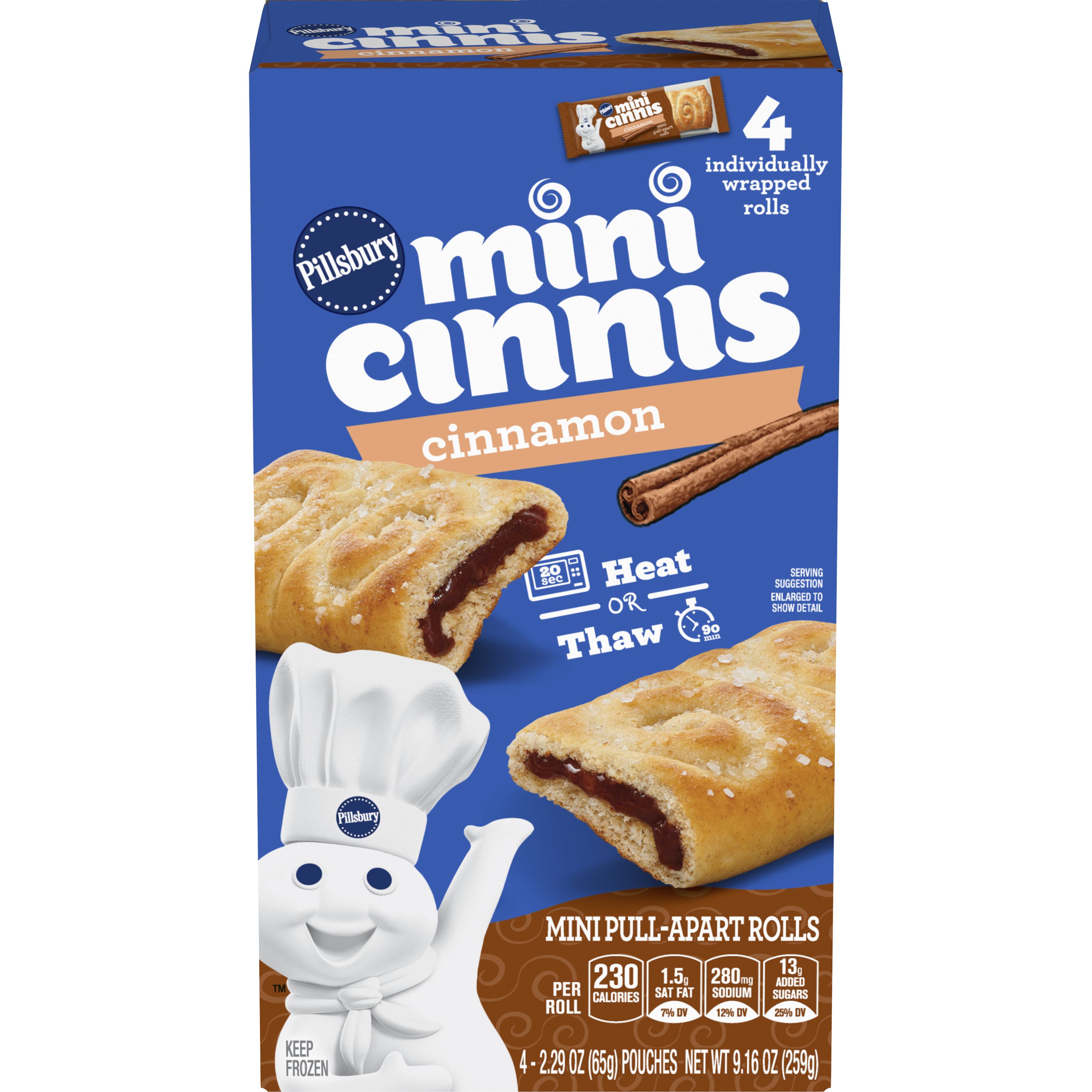 Pillsbury Mini Cinnis, Pull-Apart Cinnamon Rolls, 4 Rolls, 9.16 oz ...