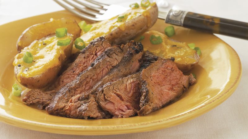 Cowboy Flank Steak with Potato Skins