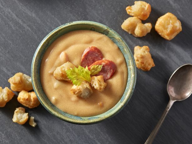 Wisconsin Beer Cheese Soup with Popcorned Biscuits