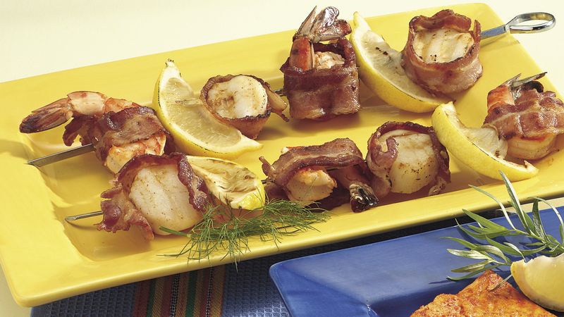 Bacon-Wrapped Seafood Kabobs