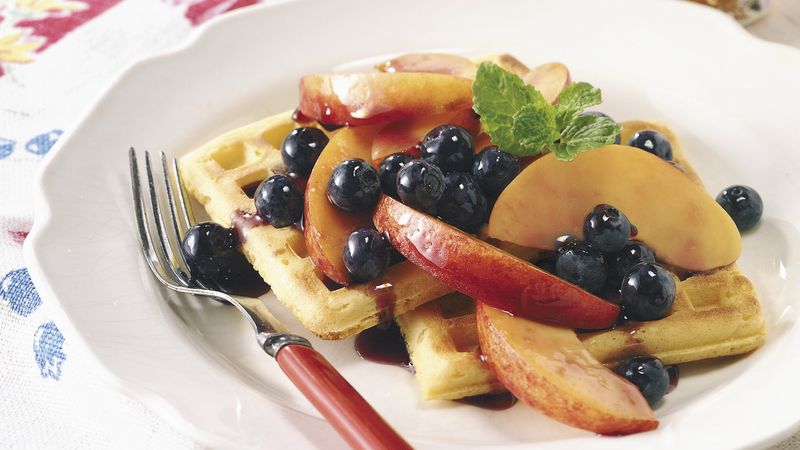Waffles with Peach-Berry Topping